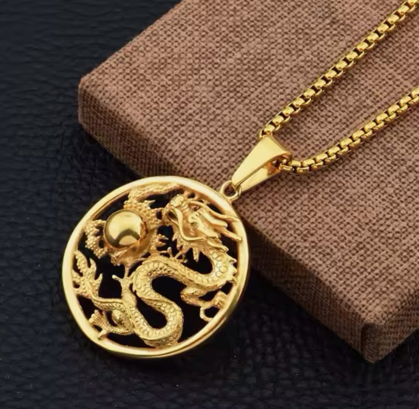 Lucky Dragon Pendant Necklace in Silver or Gold