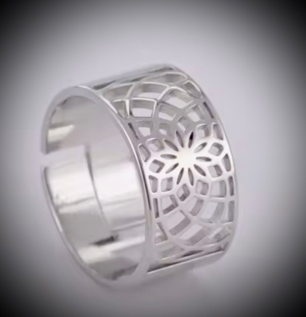 Sacred Geometry Flower of Life Mandala Ring