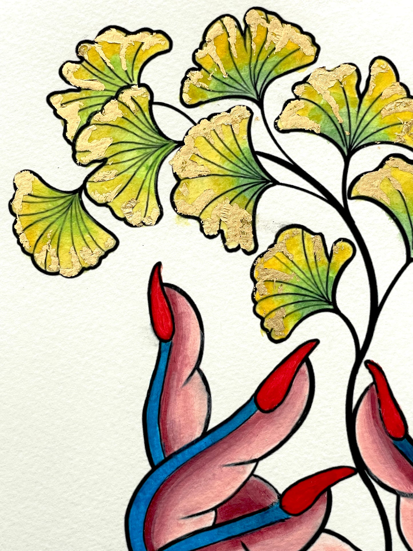 Seen and Held in Blue - 7.5 x 11 Mixed Media Painting on Watercolor Paper