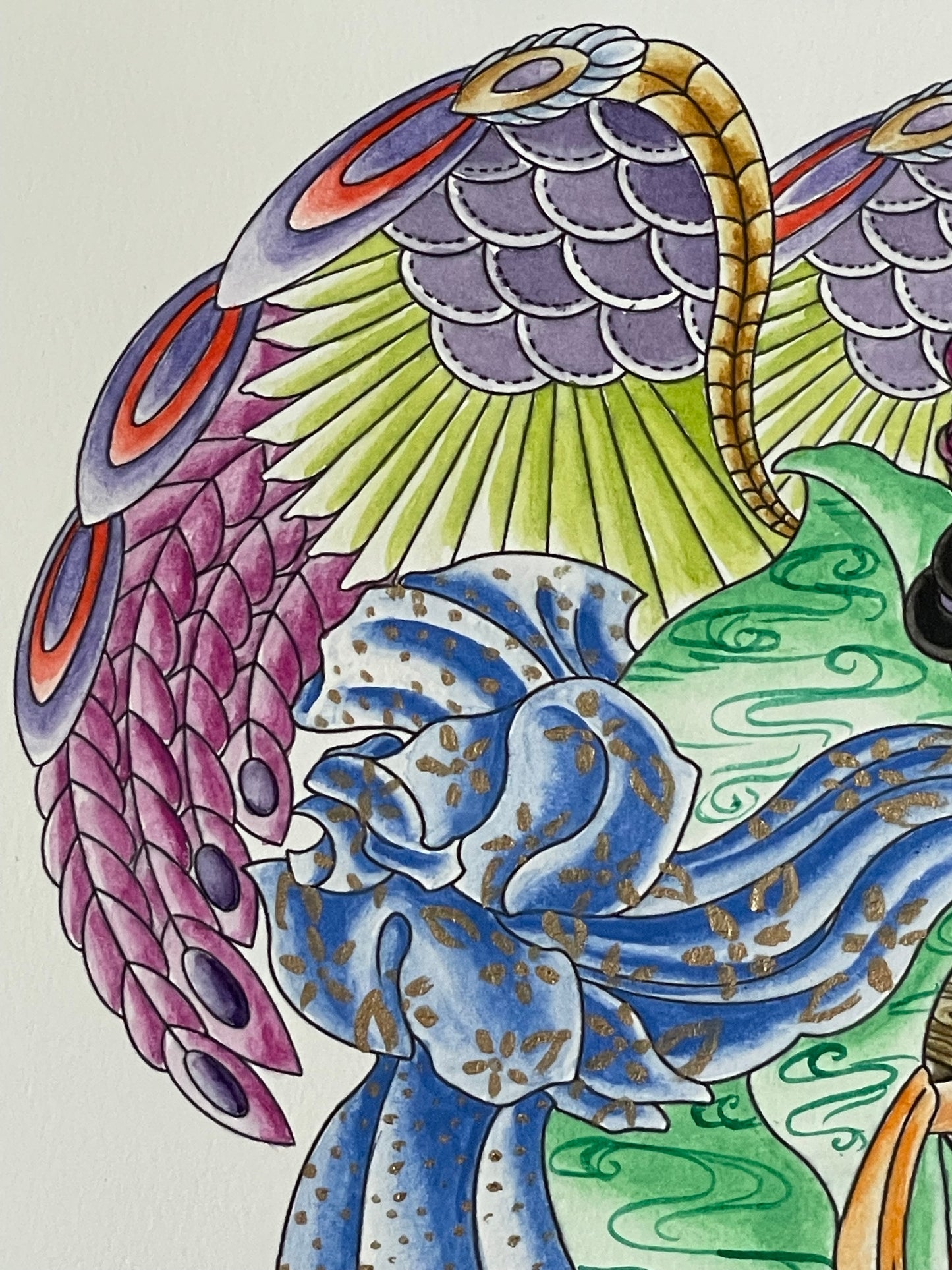 Benzaiten - 15x10 Mixed Media painting on paper