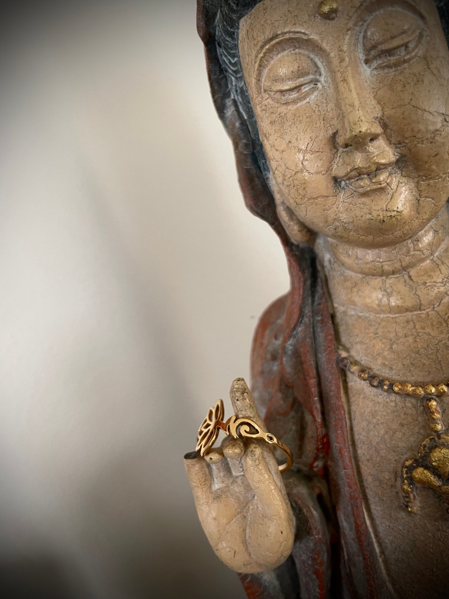 Lotus Flower and Unalome Gold Plated Ring