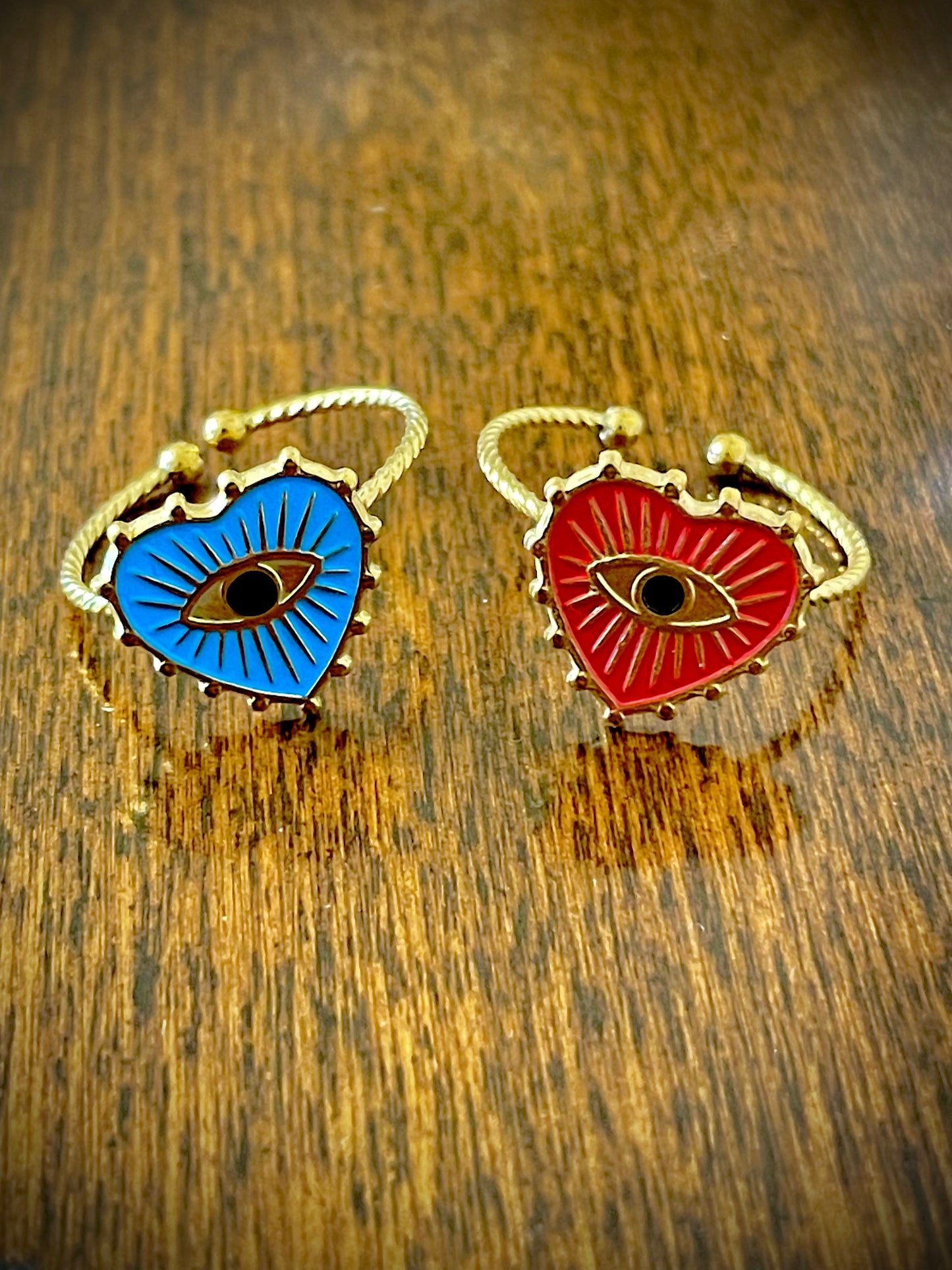 Evil Eye Heart Gold Ring