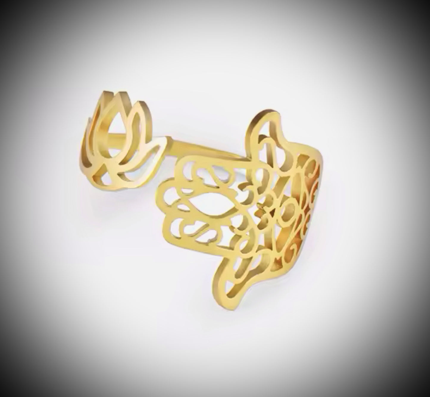 Hamsa & Lotus Flower Ring