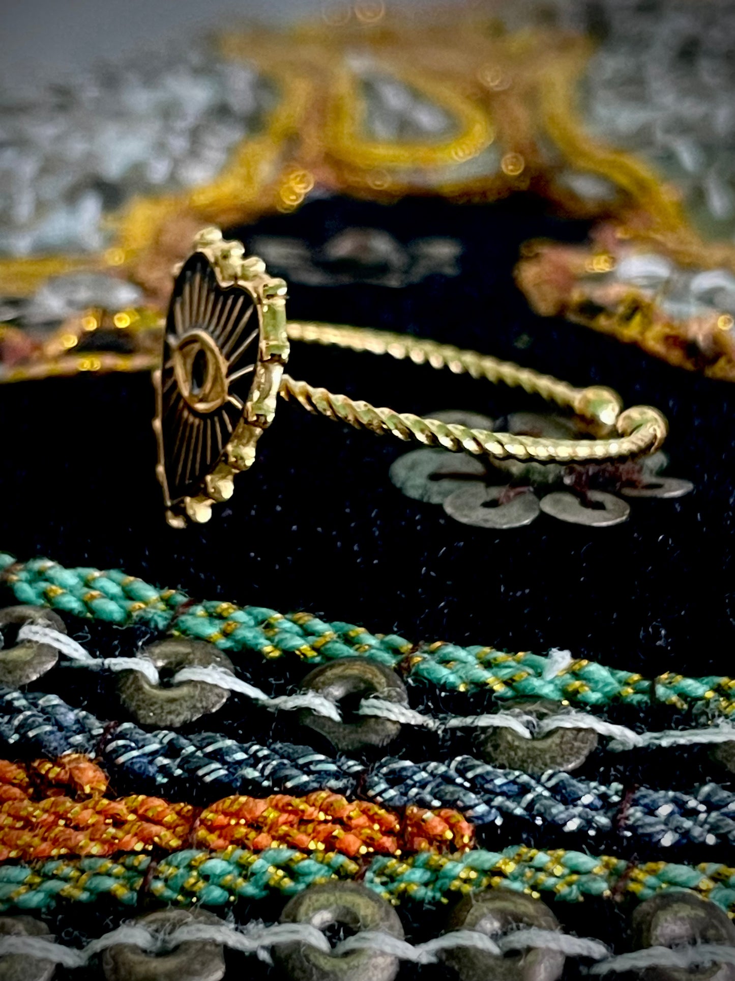 Evil Eye Heart Gold Ring