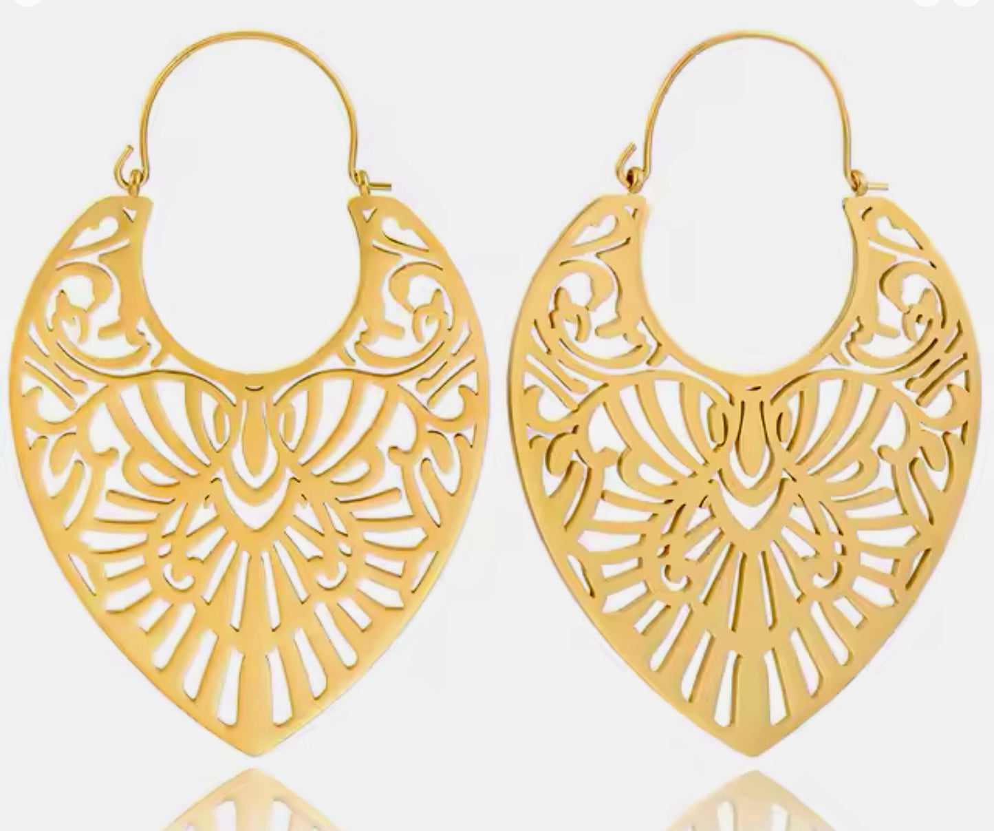 Large Gold Geometric Design Earrings