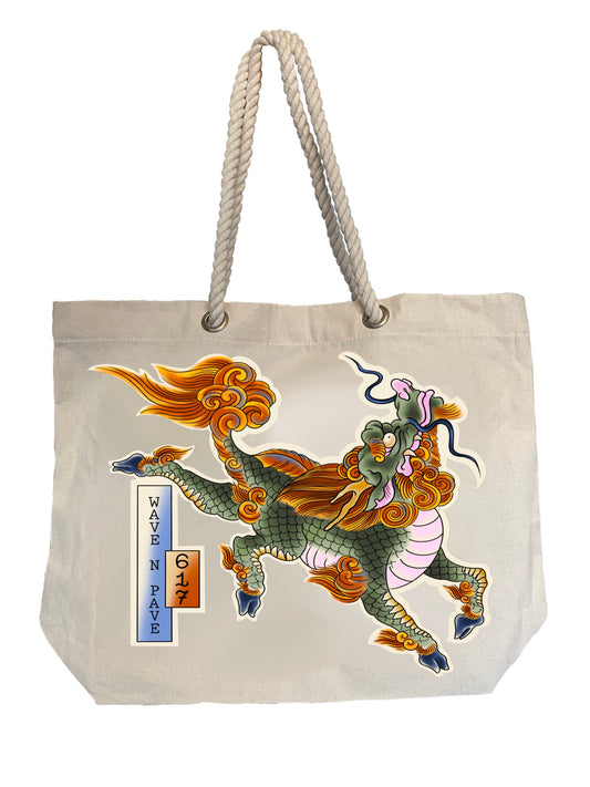 Kirin Canvas Tote Bag with Rope Handles