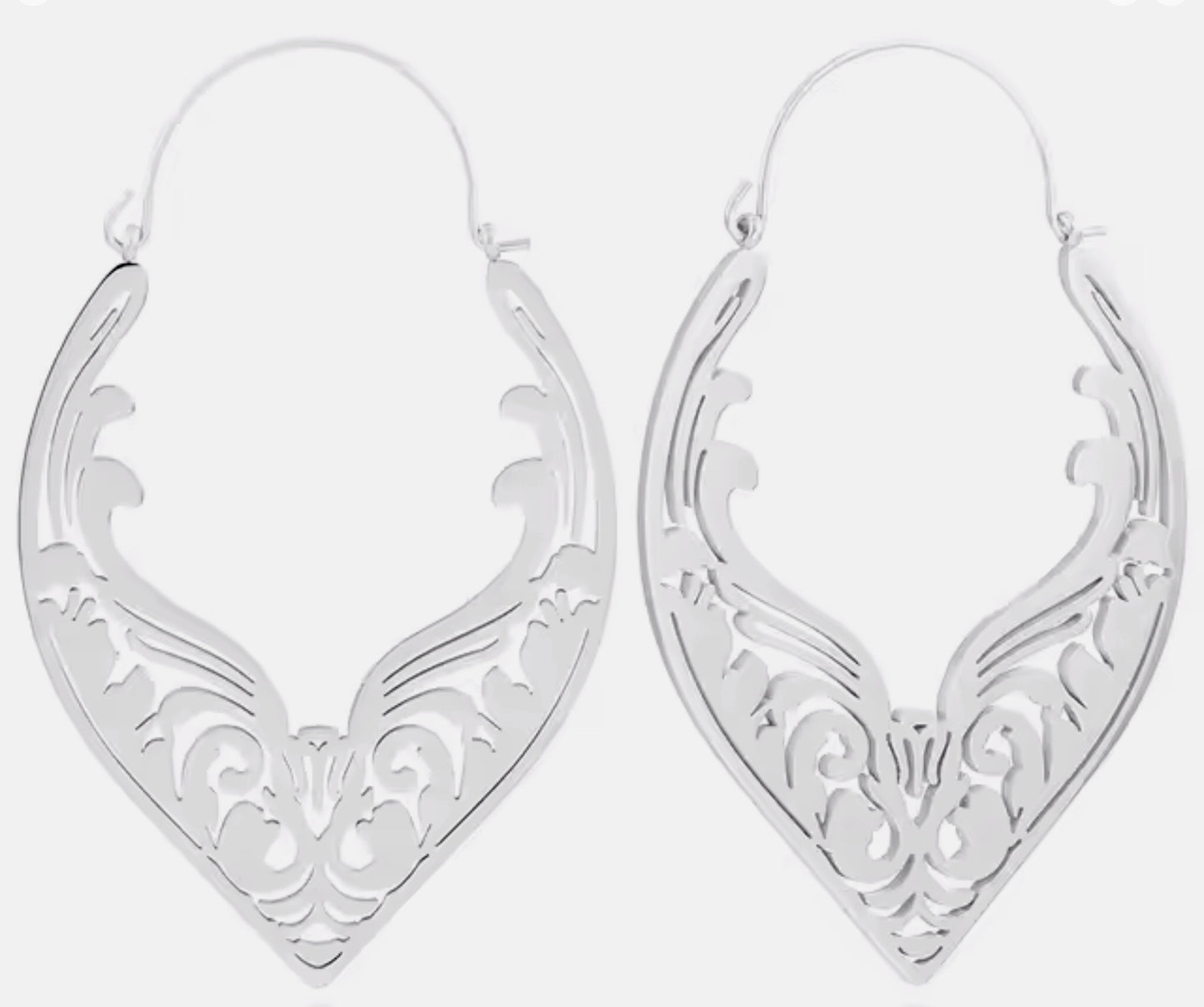 Mandala Style Silver Hoop Earrings