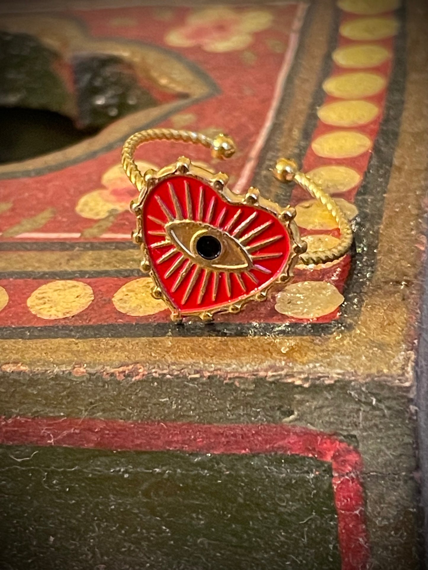 Evil Eye Heart Gold Ring