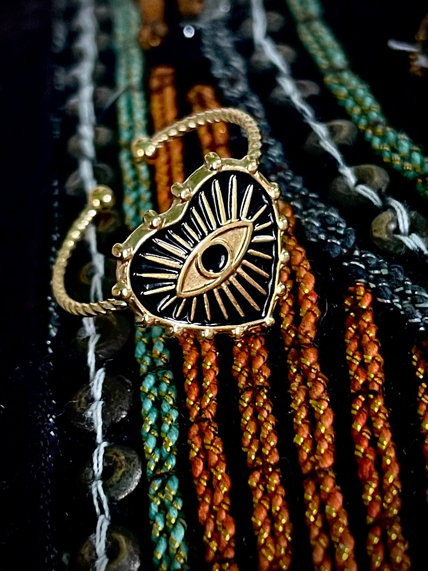 Evil Eye Heart Gold Ring