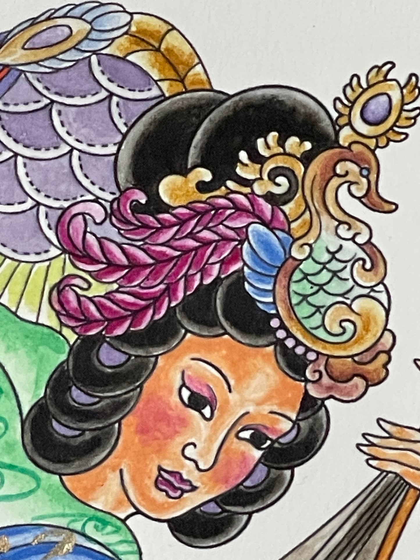 Benzaiten - 15x10 Mixed Media painting on paper