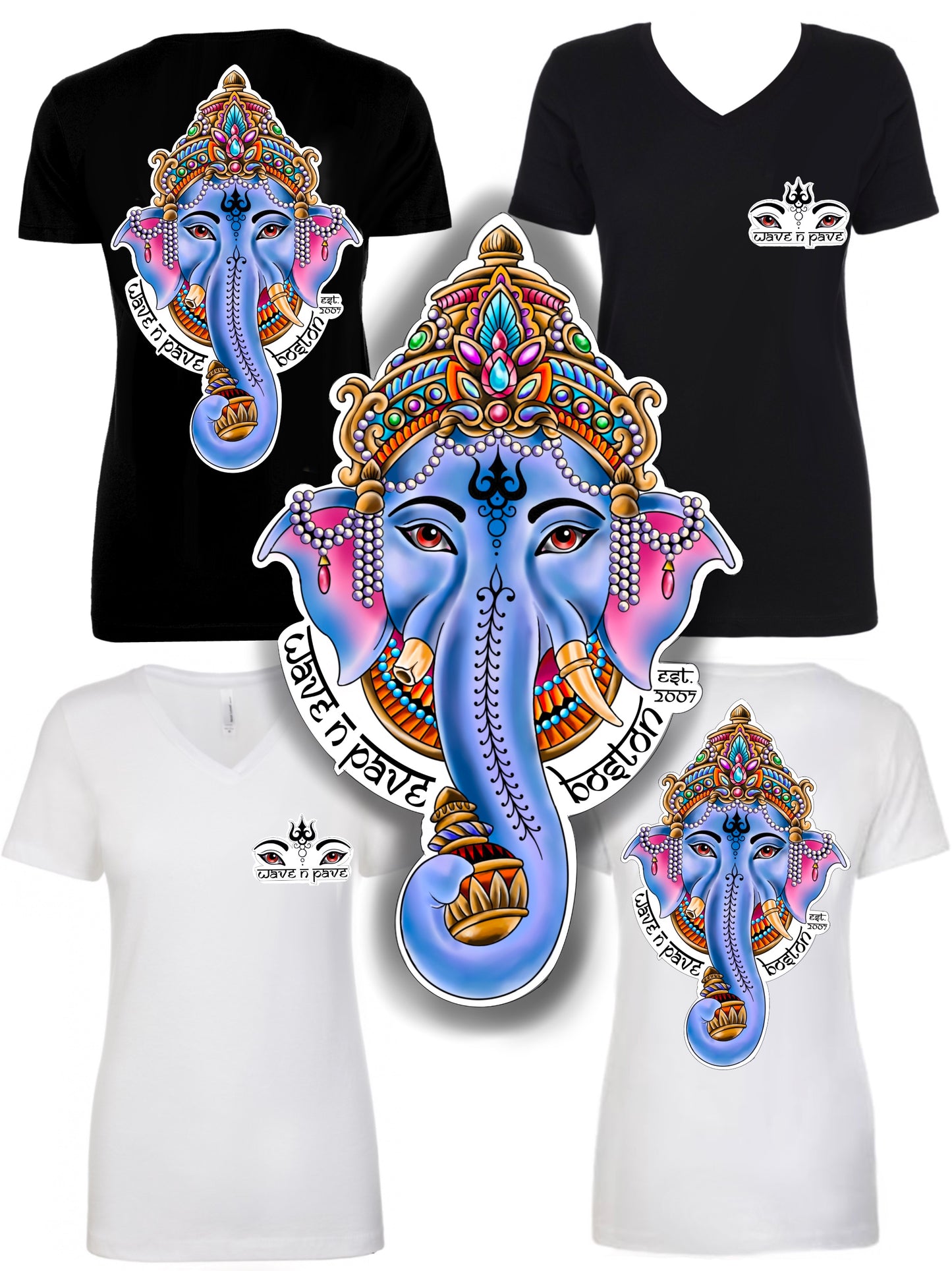 Ganesha Womans Fitted V-Neck Tee Shirt