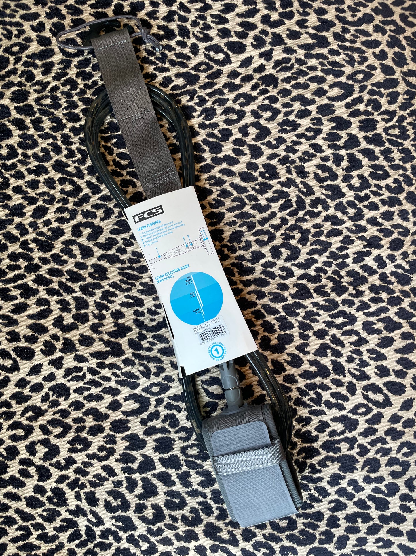 FCS LONGBOARD ANKLE ESSENTIAL LEASH 9’- Black