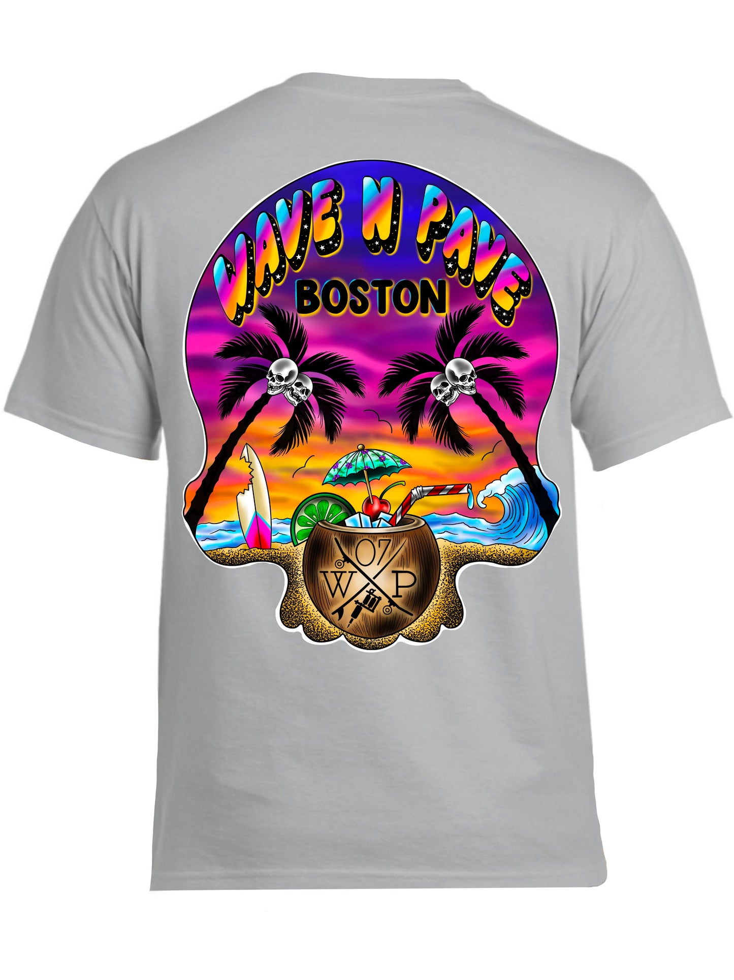 Skull Beach Mens Crew Neck Tee