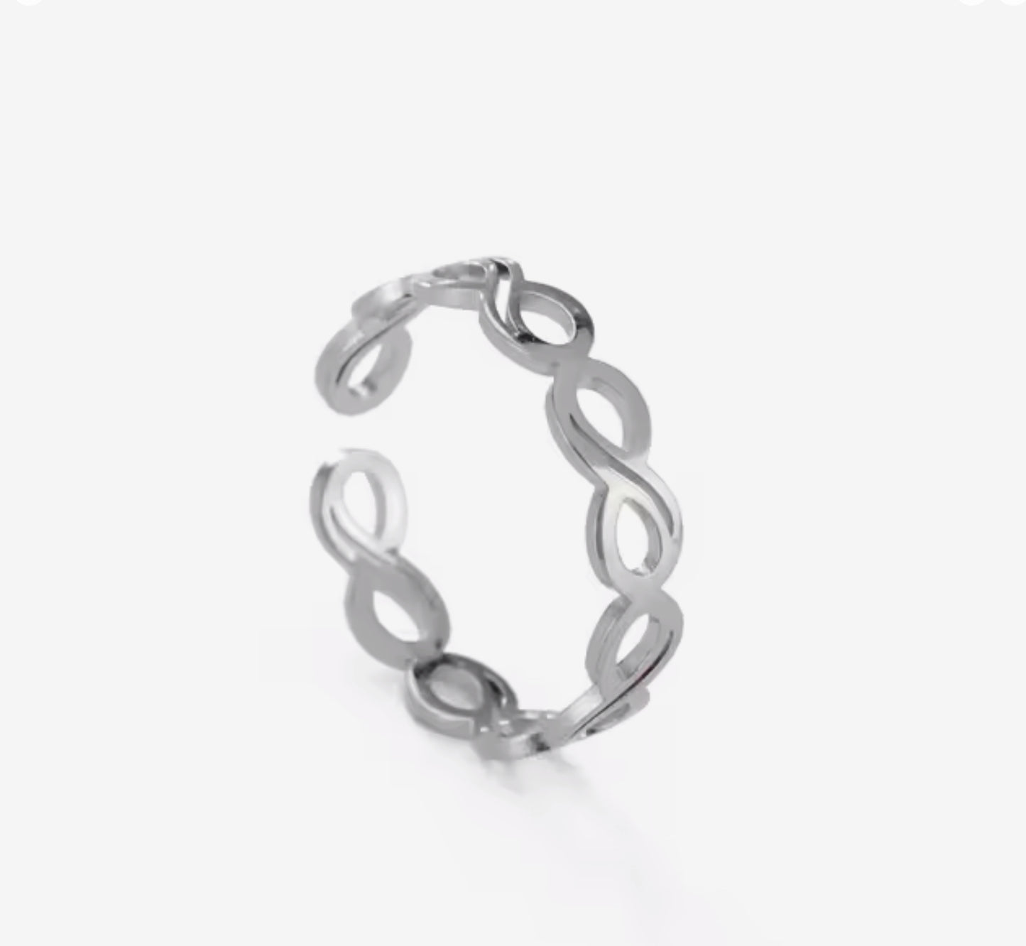 Infinity Symbol Band Ring in Silver or Gold