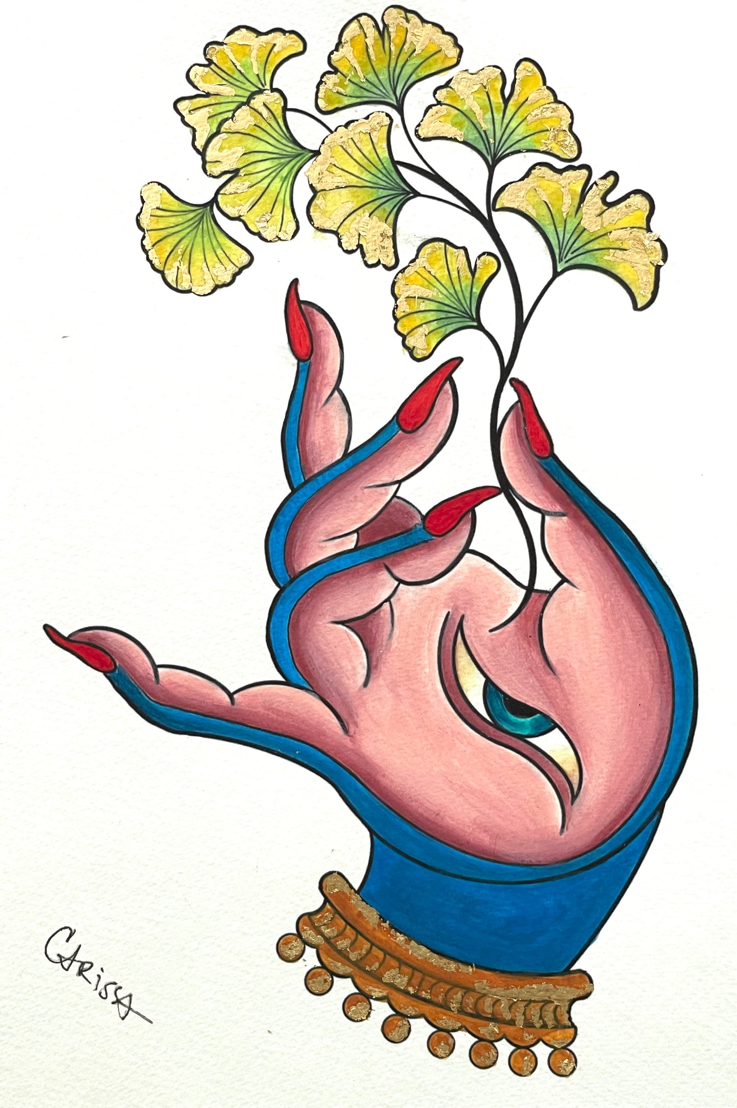 Seen and Held in Blue - 7.5 x 11 Mixed Media Painting on Watercolor Paper