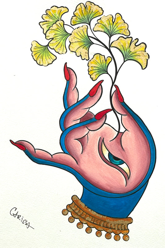 Seen and Held in Blue - 7.5 x 11 Mixed Media Painting on Watercolor Paper