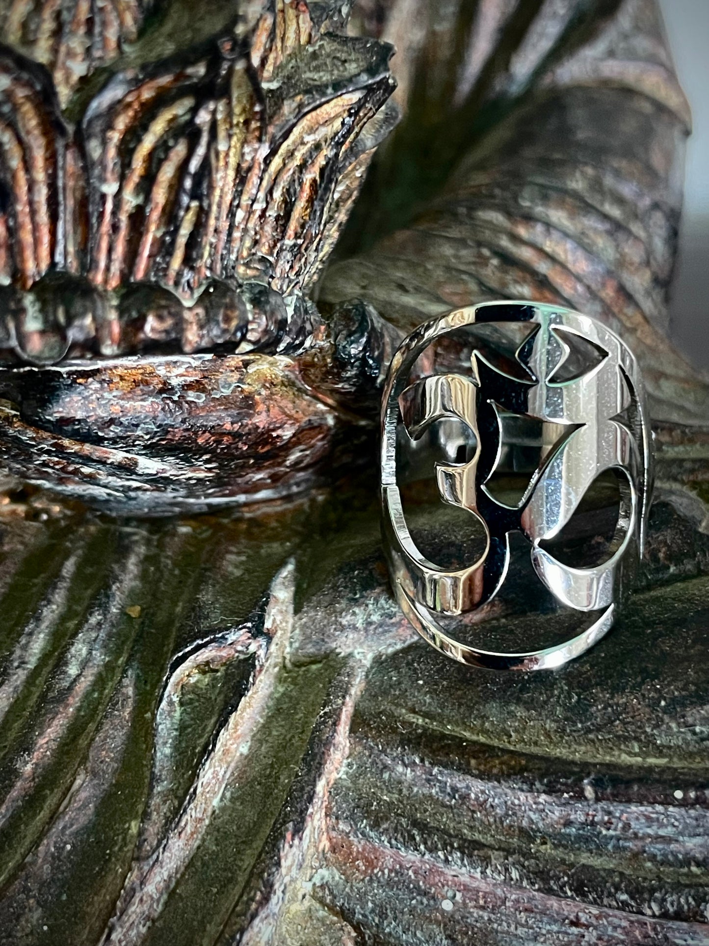 Large Shiny Silver Stainless Steel OM Ring