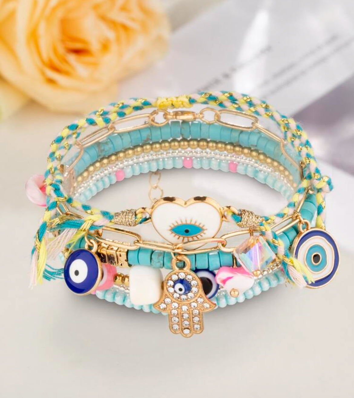 Evil Eye 6 bracelet set- multiple colors to choose from