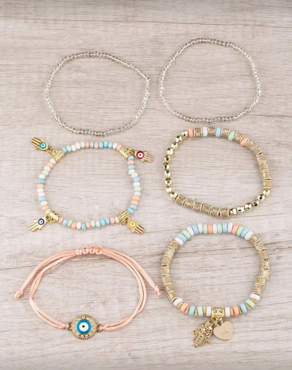 Evil Eye 6 bracelet set- multiple colors to choose from