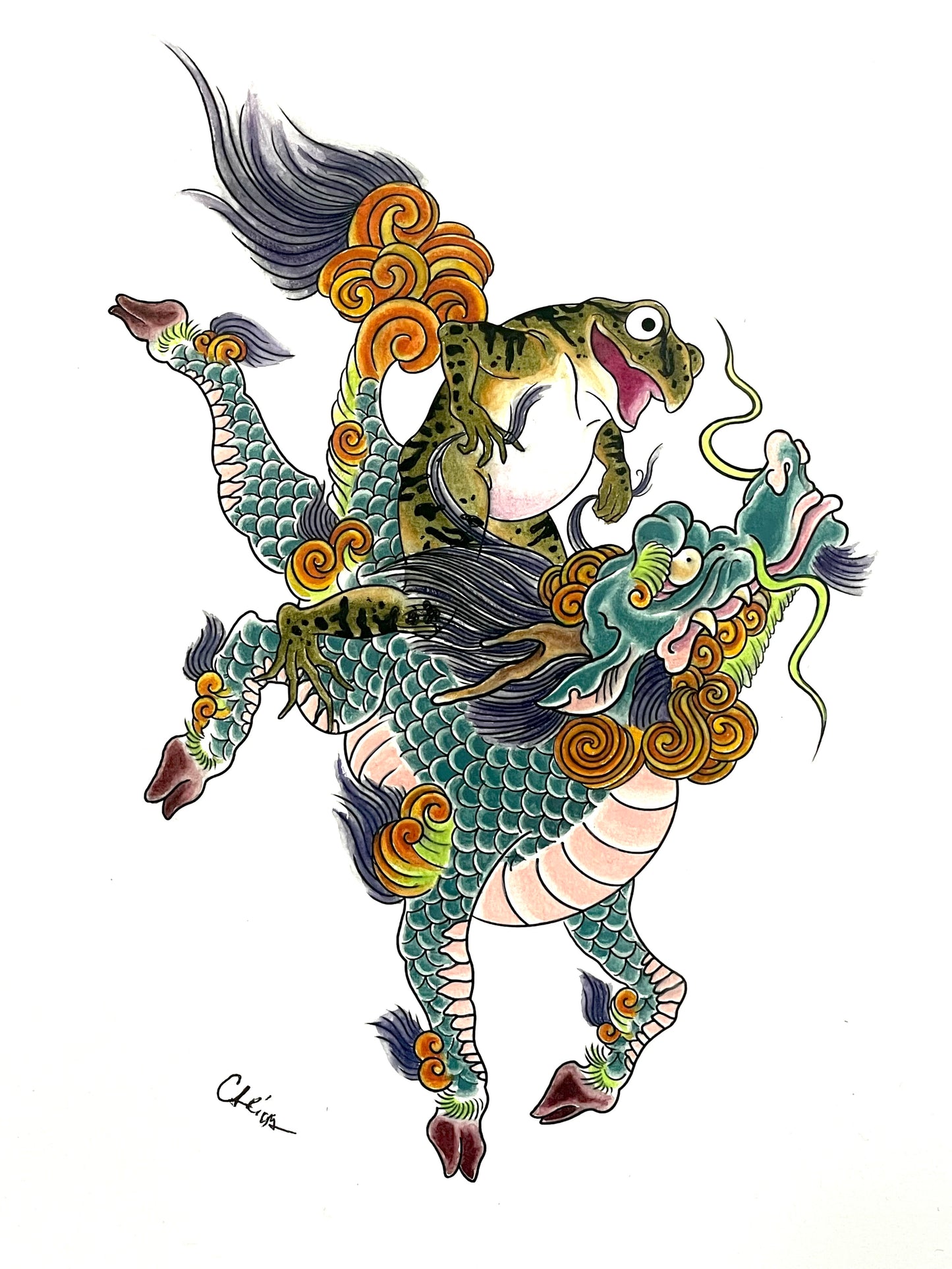 Kaeru Riding Kirin