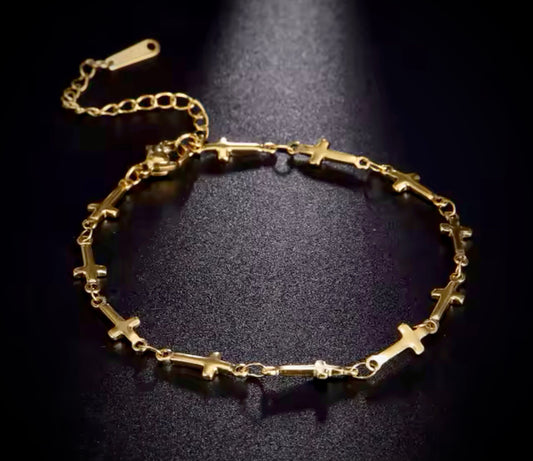 Cross Bracelet - Available in Gold or Silver