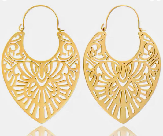Large Gold Geometric Design Earrings