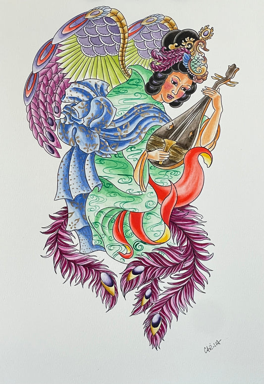 Benzaiten - 9x12 painting on paper