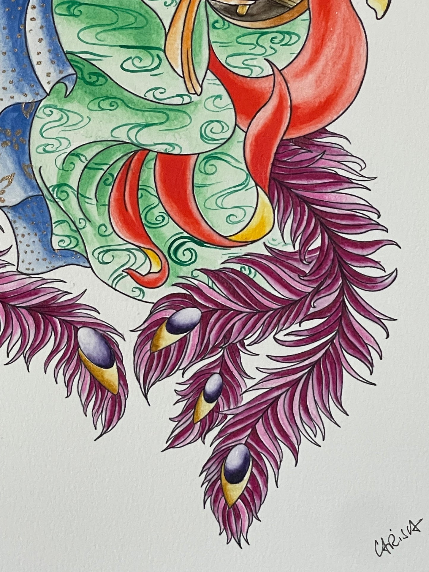Benzaiten - 15x10 Mixed Media painting on paper