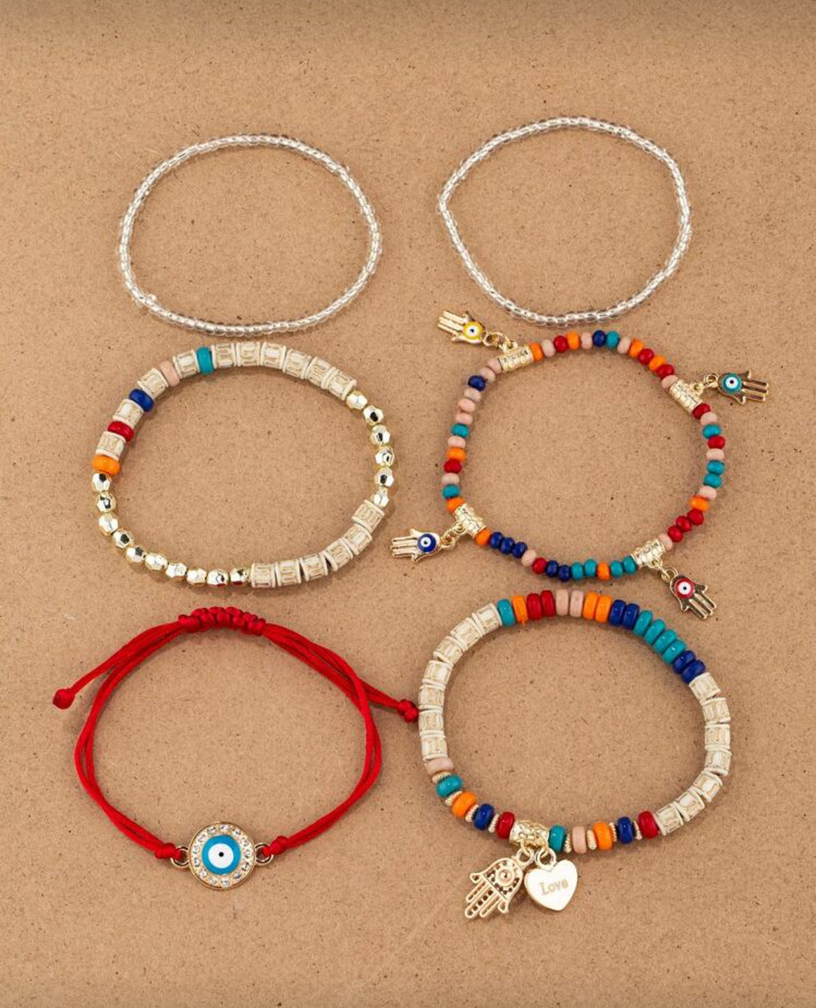 Evil Eye 6 bracelet set- multiple colors to choose from