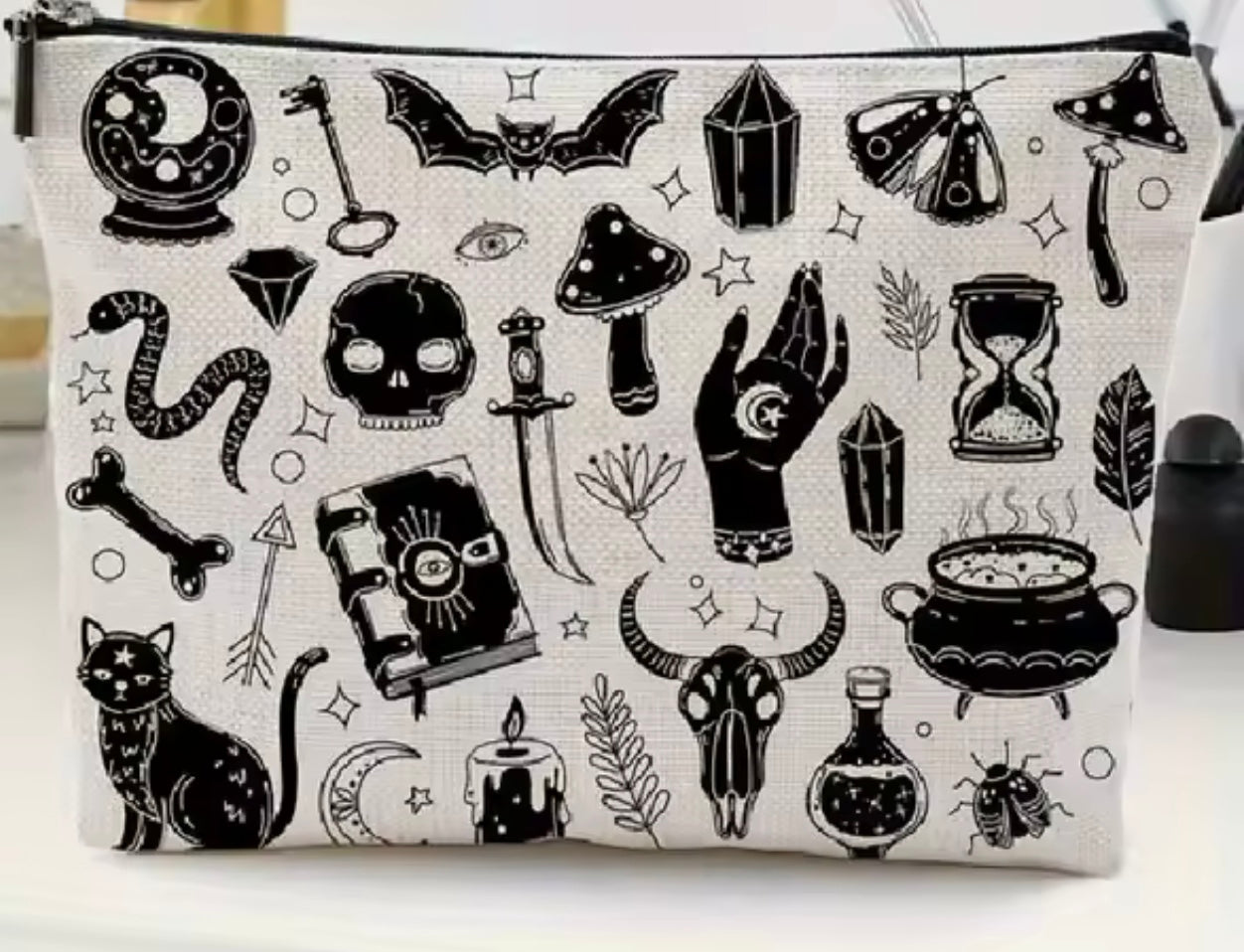 Make up bag, Mojo Bag, Tarot Card Pouch w/ zipper