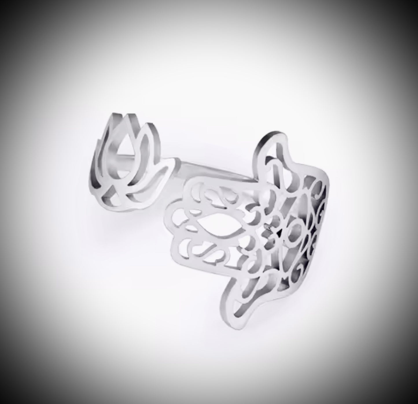 Hamsa & Lotus Flower Ring