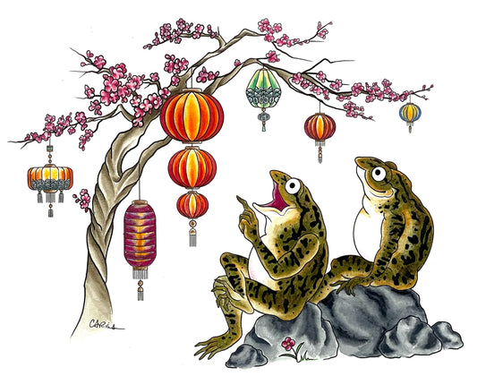 Lanterns Hanging From The Sakura Tree