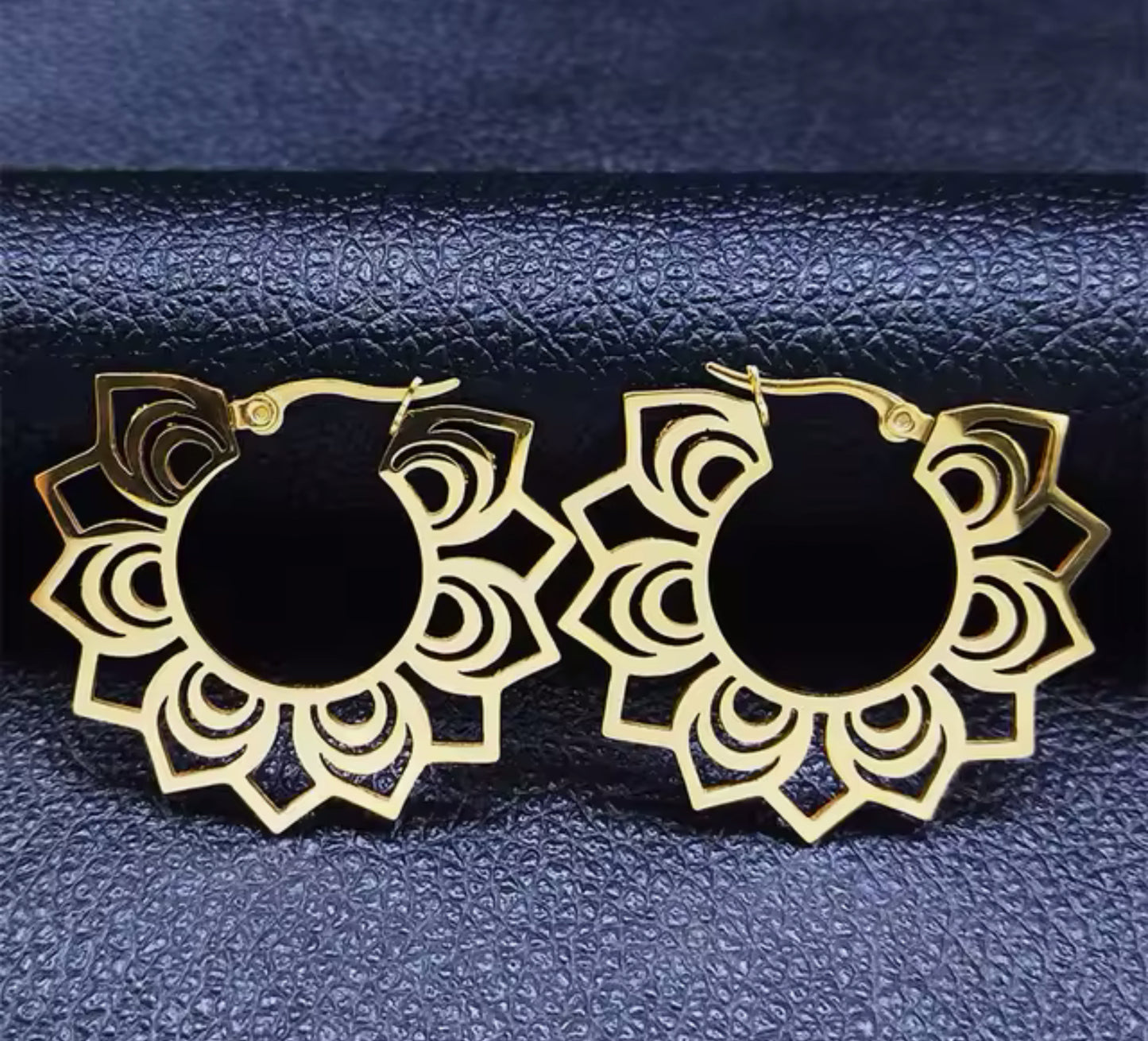 Gold Mandala Hoops