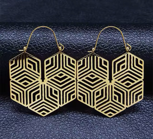 Geometric Octagon Shape Earrings