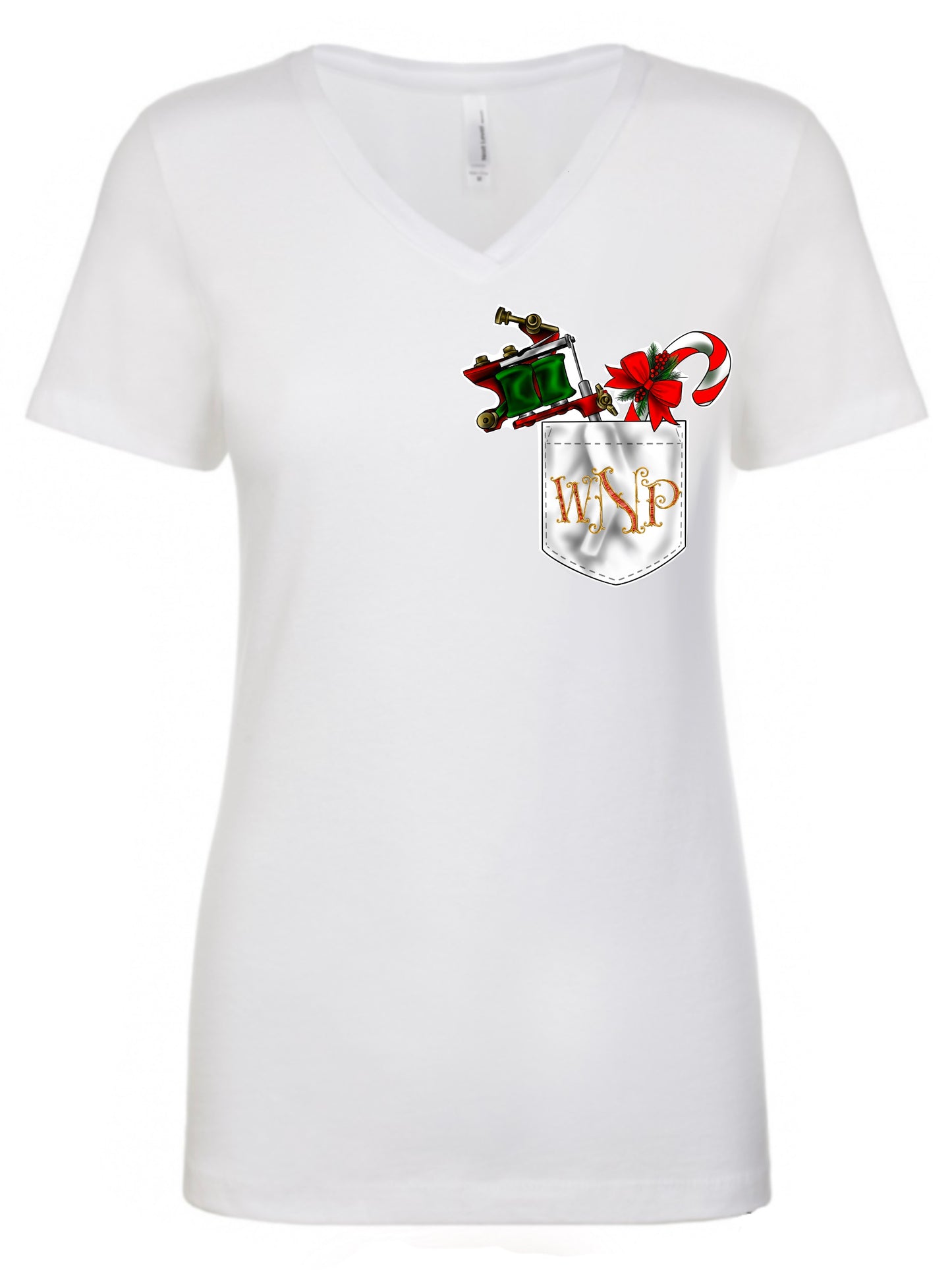 Gingah - Womans White Fitted V-neck Tee