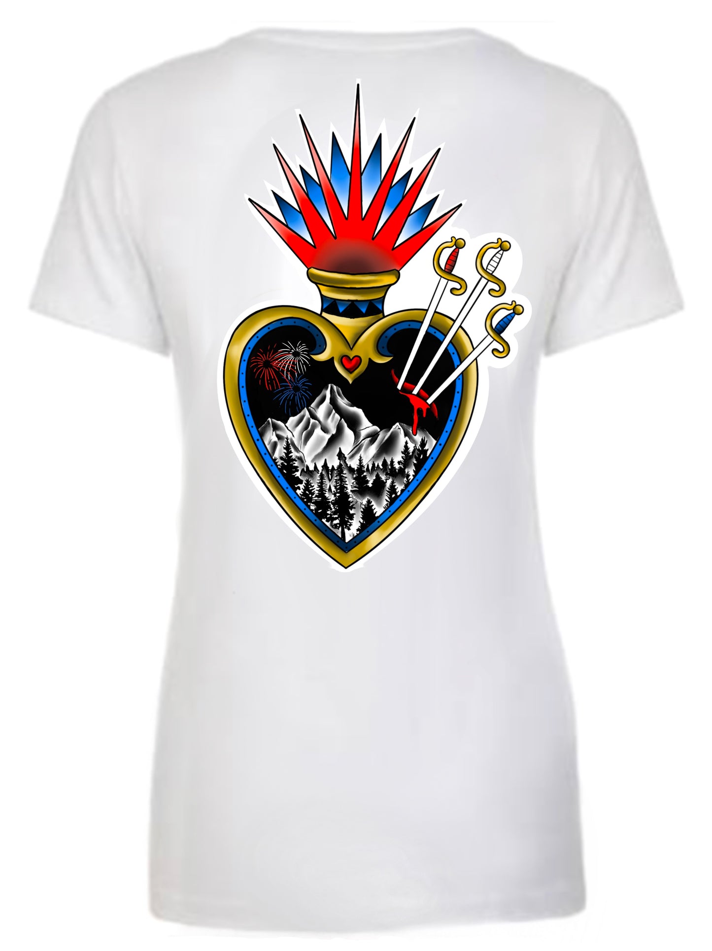 Land Of The Free Womans V-Neck Tee