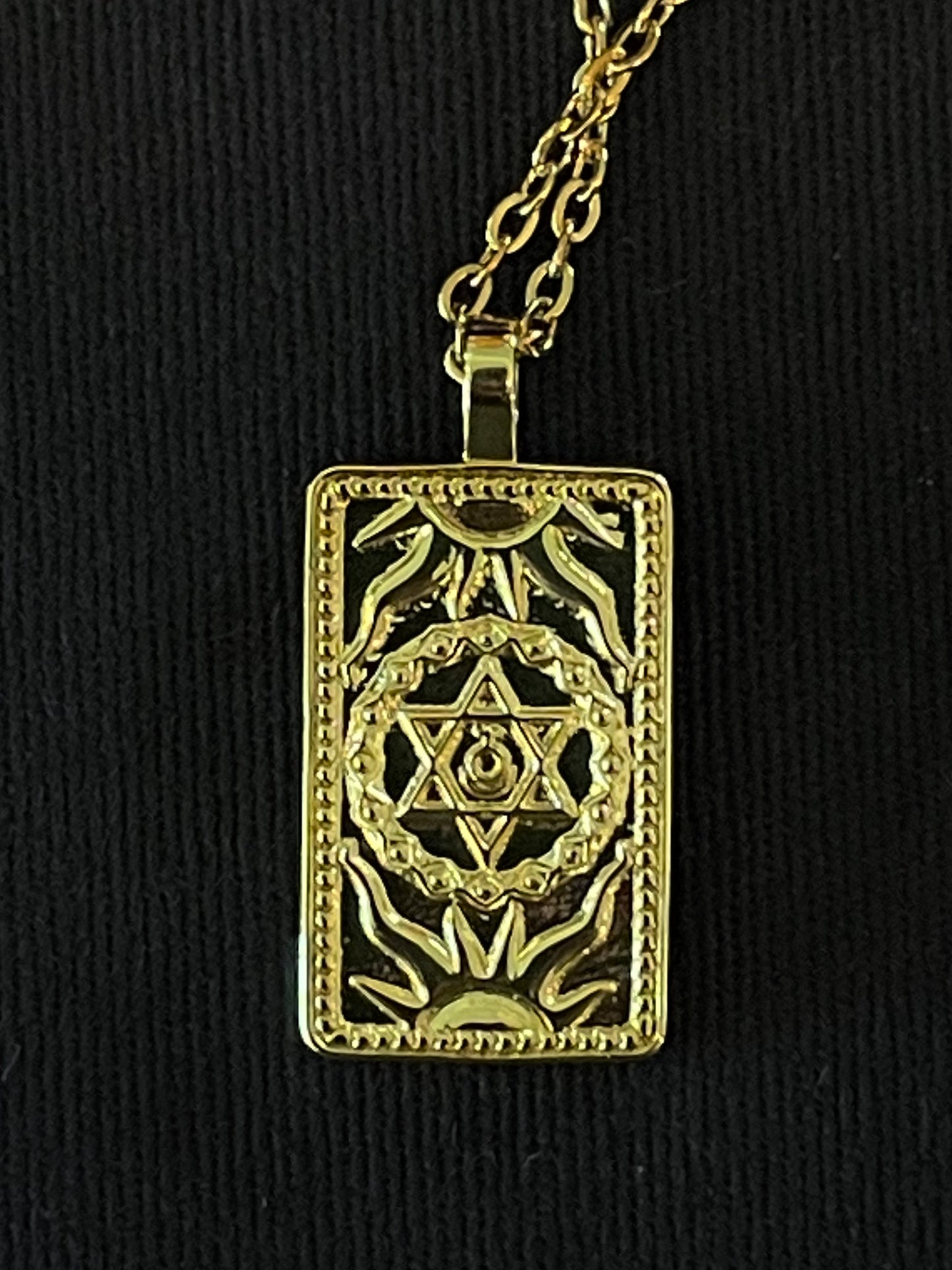 The Star Tarot Pendant with Clear Rhinestone on gold chain