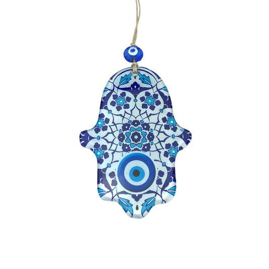 Glass Hamsa Evil Eye Wall Hanging