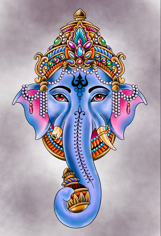 Ganesha Original Art Print On Canvas