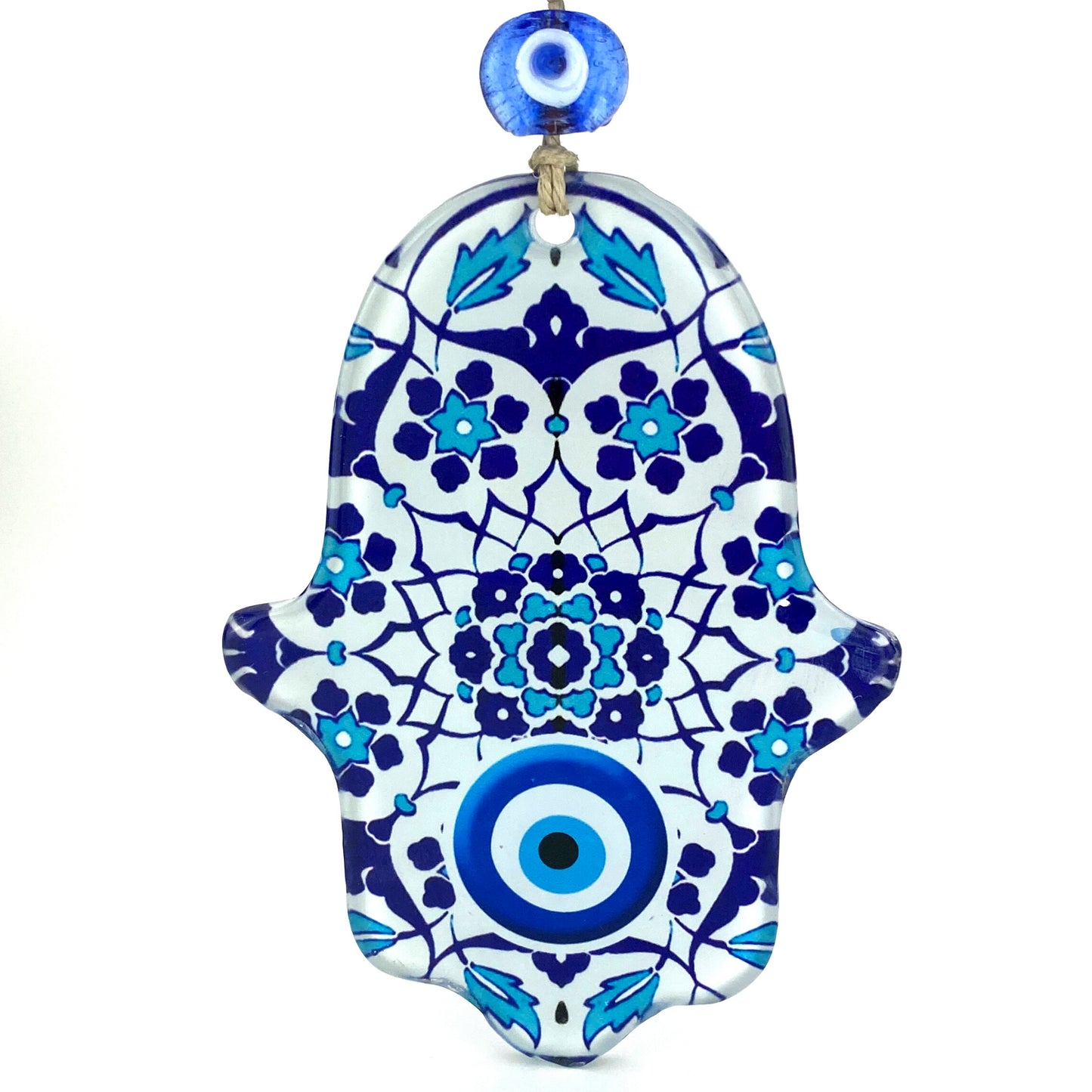 Glass Hamsa Evil Eye Wall Hanging
