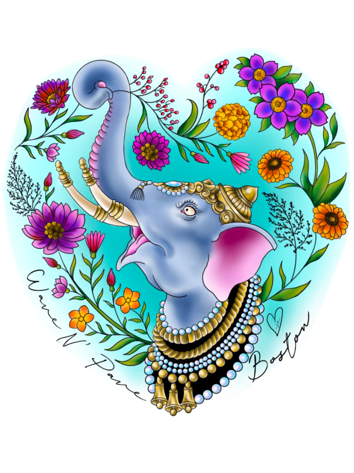 Good Luck Elephant Woman’s Fitted V-Neck Tee