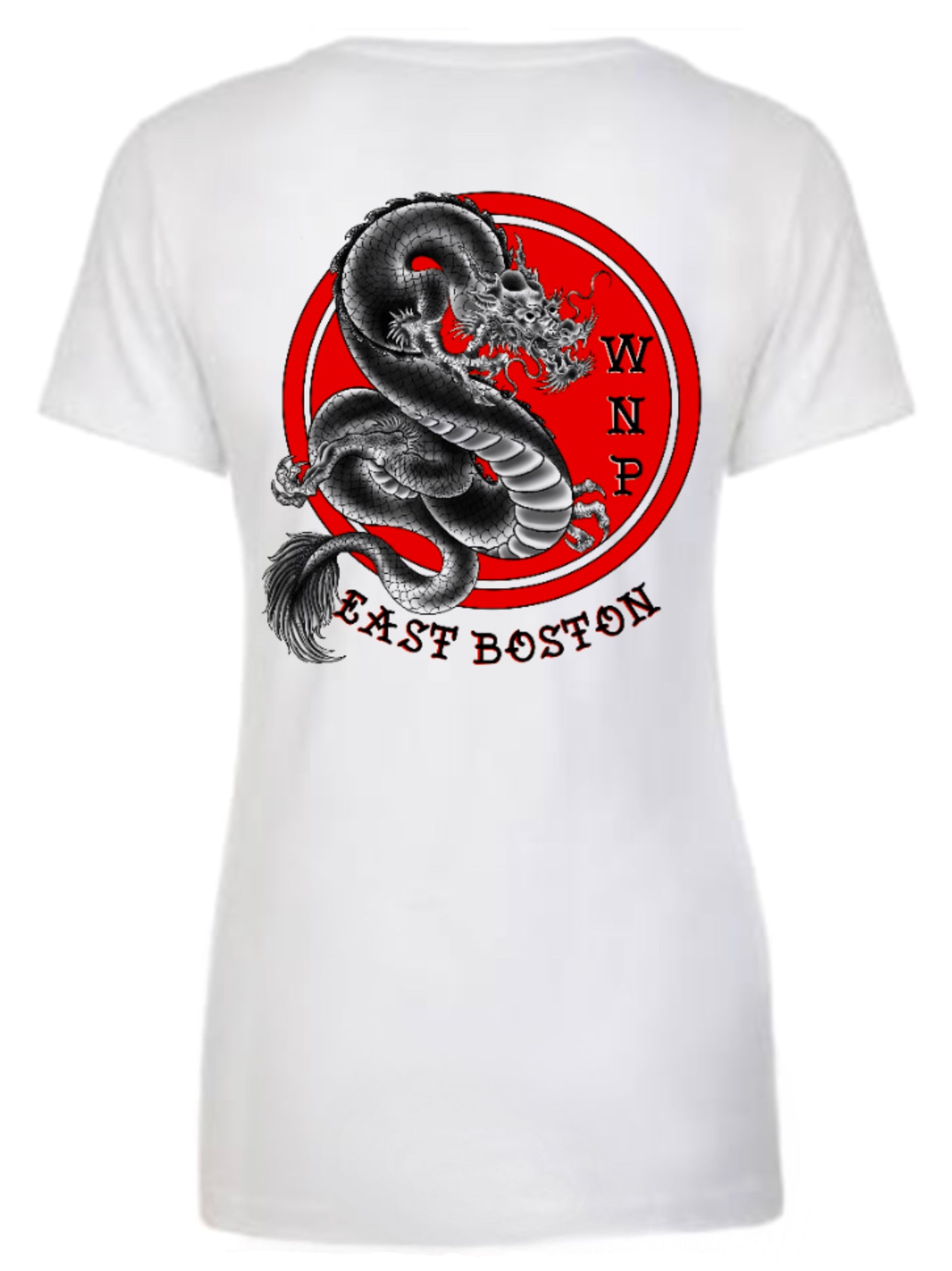 East Boston Dragon Woman’s Fitted-V Neck Tee